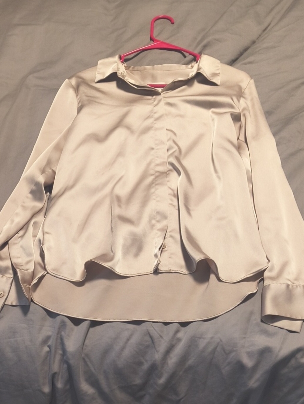 a new day Cream Satin Button-Front Shirt